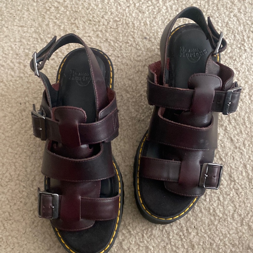 Dr. Martens Burgundy Leather Sandals